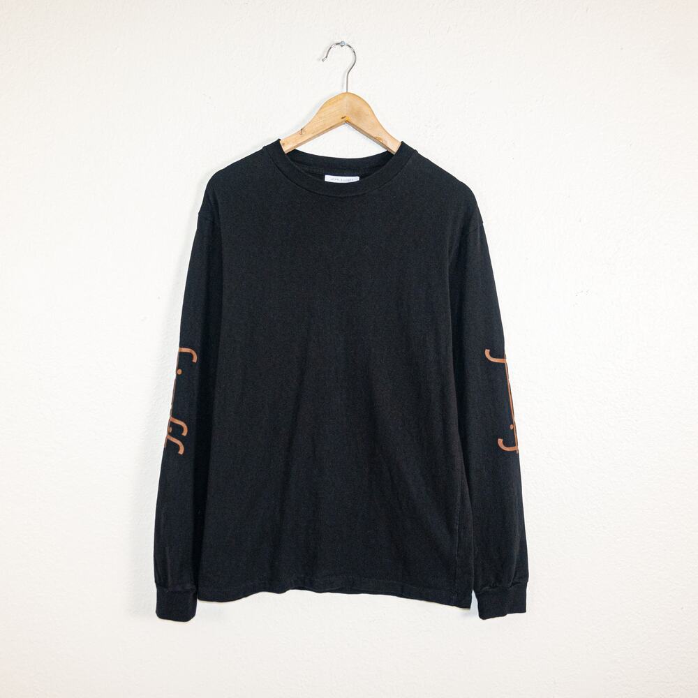 John Elliott Life Is Always Sweet Long Sleeve University Tee In Black Sz 0 View 2
